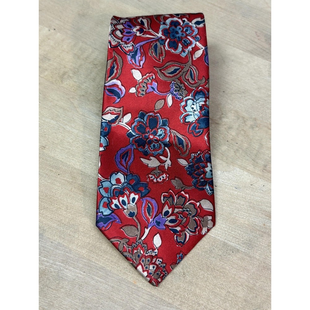 Ketch Tie Mens One Size Red Floral Classic Pointed Necktie Pattern‎ Formal